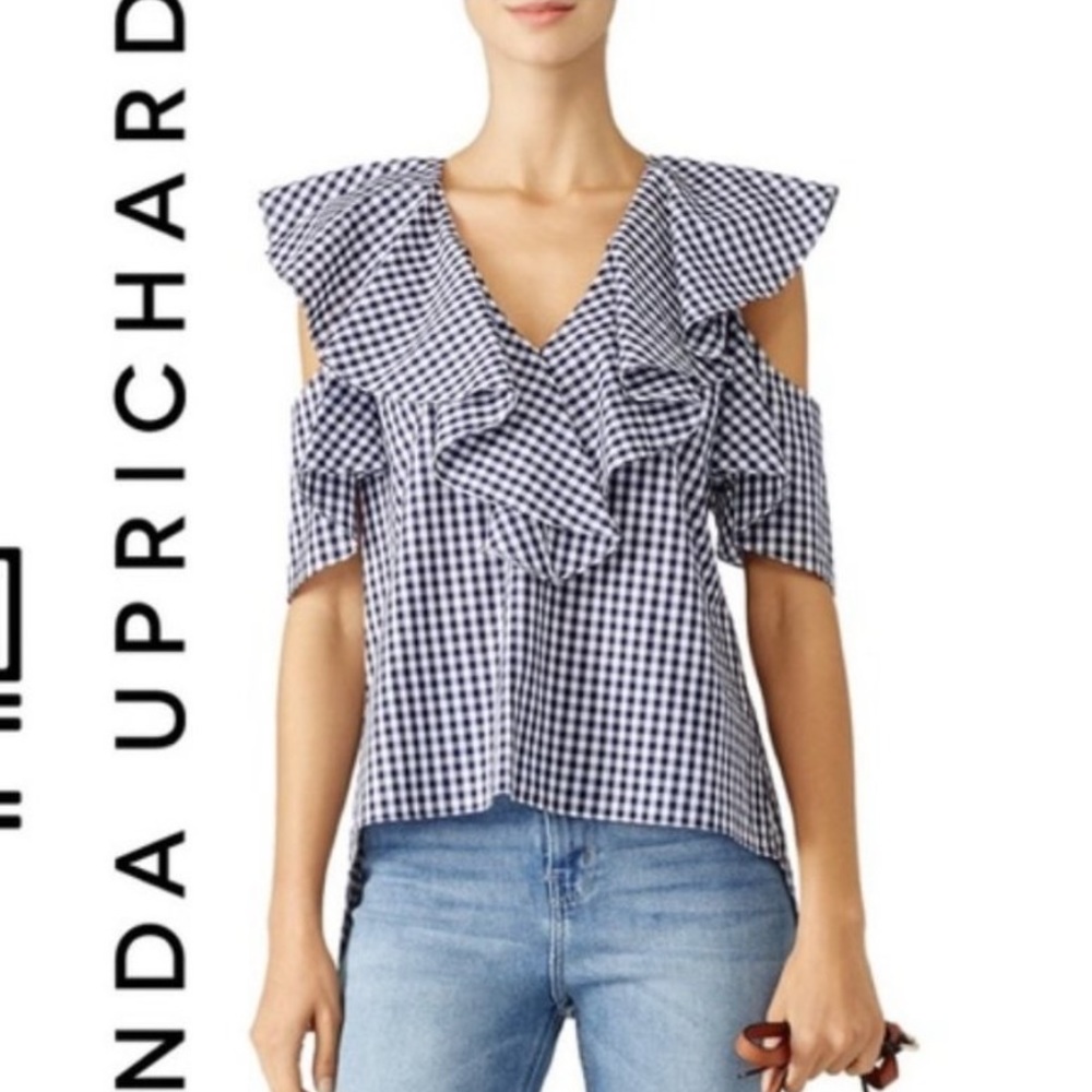 Maddox V-Neck Blue Gingham Top